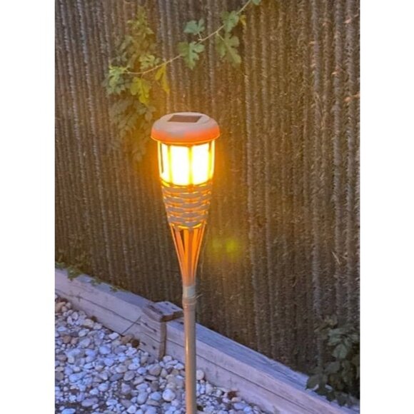 2 Pack Flickering Flames Solar Powered Lights- Upgraded Solar Torches Waterproof - Picture 2 of 3